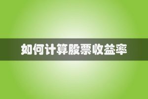 如何计算股票收益率